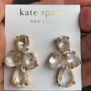 Kate Spade clear stone gold earrings
